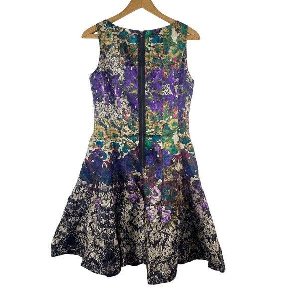 Dressbarn Dress 4 Fit & Flare Floral Print Cocktail Fancy Party Art to Wear - Picture 8 of 9